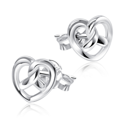 Knotted Heart Stud Earrings - STS-5346 